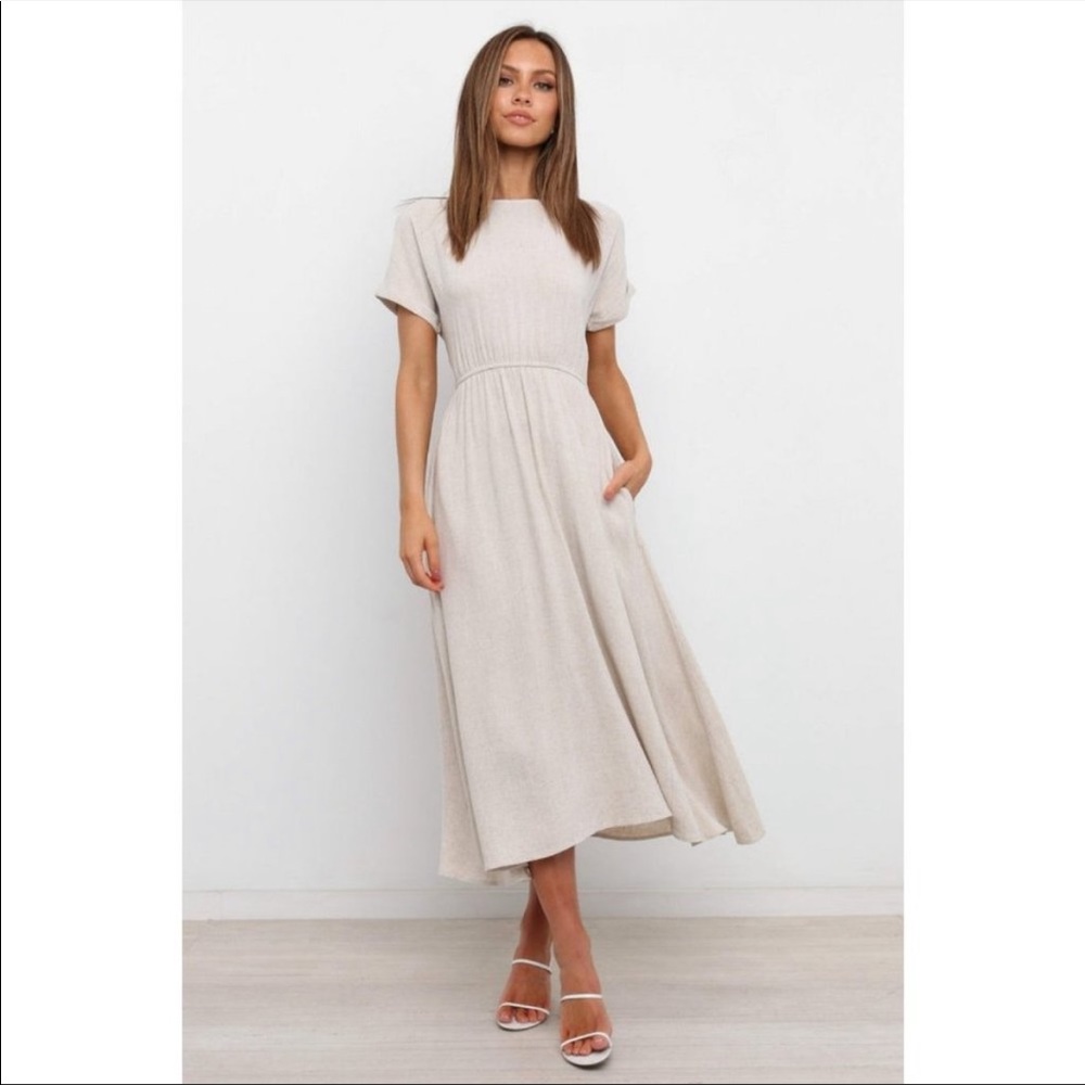 Petal & Pup : linen tie back midi dress with pockets